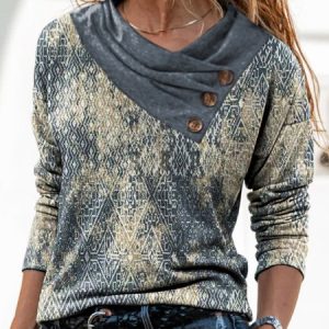 Off Shoulder V Neck Loosen Casual Top, Shirts & Blouses, color:As Picture|size:3XL, JustFashionNow