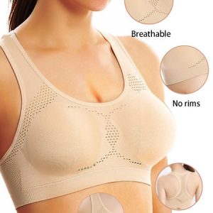 Breathable Comfort High Elasticity Seamless Tank Style Sports Bra, Lingeries, color:Nude|size:XL, Noracora