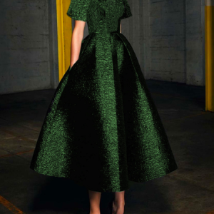Plain Elegant Short Sleeve Regular Fit Midi Party Dress, Midi Dresses, color:Green|size:XXL, Stylewe