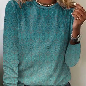 Loose Abstract Crew Neck Casual T-Shirt, T-shirts, color:Multicolor|size:XXL, Noracora