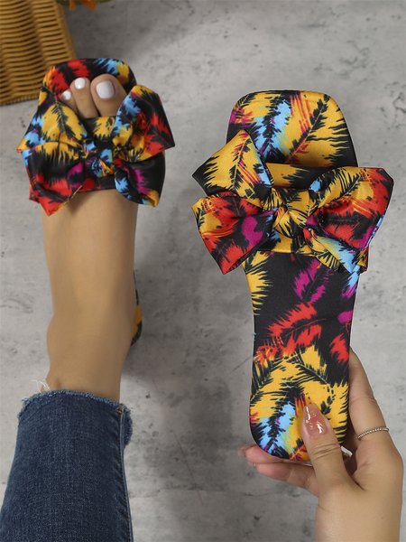 Coconut Tree Graphic Bow Beach Slide Sandals, Sandals & Slippers, color:As Picture|size:43, JustFashionNow