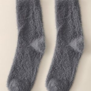 Imitation Mink Fur Coral Fleece Warm Fleece Stockings, Socks, color:Deep Gray|size:One-size, JustFashionNow