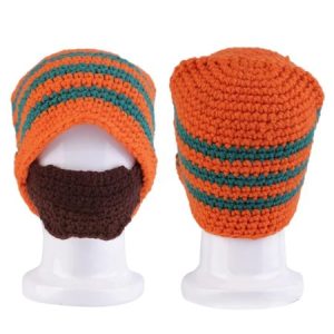 Halloween Funny Fake Beard Sweater Hat Autumn & Winter Warm Knight One Cap, Hats, color:Orange|size:One-size, Stylewe