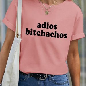 Lilicloth X Funnpaw Women's Adios Bitchachos Pet Matching T-Shirt, color:Pink|size:XXL, Lilicloth.com