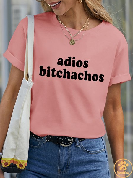 Lilicloth X Funnpaw Women's Adios Bitchachos Pet Matching T-Shirt, color:Pink|size:XXL, Lilicloth.com