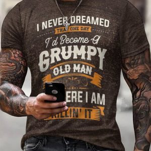 Mens Grumpy Old Man Vintage Short Sleeve Short Sleeve T-Shirt, color:As Picture|size:3XL, Lilicloth.com