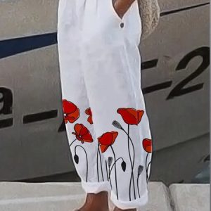 Casual Cotton And Linen Pants, Pants, color:White|size:XXL, JustFashionNow