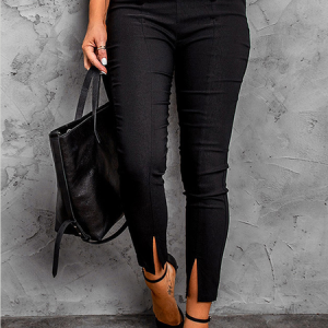 Autumn High Elasticity H-Line Plain Daily Leggings Slim fit Pants, Cropped Pants, color:Black|size:XXL, Stylewe