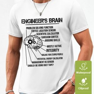 Men's Engineer's Brain Problem-Solving Function Coffee Location Sensor Funny Graphic Printing Waterproof Oilproof And Stainproof Fabric T-Shirt, T-shirts, Lilicloth.com