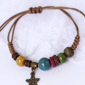 Vintage Ceramic Accessory Clover Pendant Bracelet, Bracelets, color:Color4|size:One-size, JustFashionNow