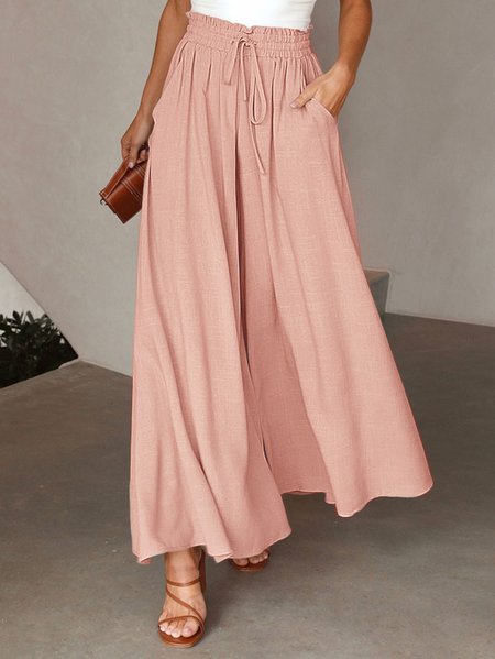JFN Loose Plain Casual Elastic Band Flare Leg Pants, Pants, color:Nudepink|size:XXL, JustFashionNow