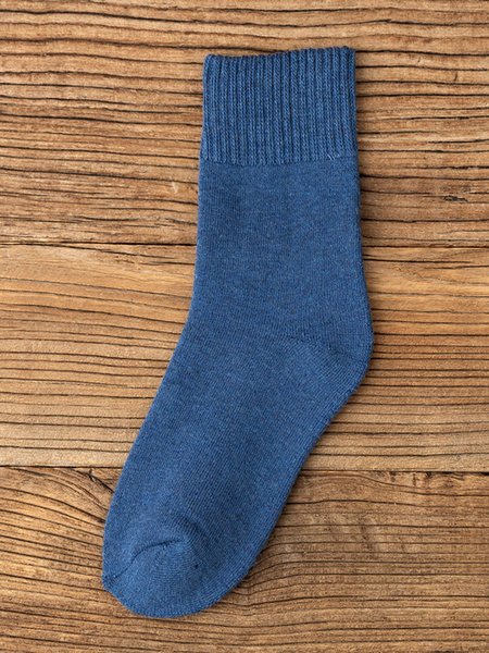 Solid Color Fleece Thick Tube Socks, Socks, color:Blue|size:One-size, JustFashionNow