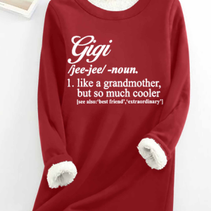 Women's Gigi Like A Grandmother But So Much Cooler Text Letters Loose Simple Sweatshirt, color:Red|size:3XL, Lilicloth.com