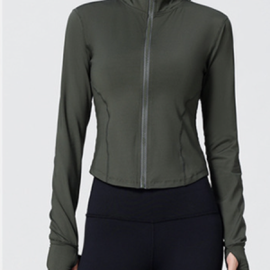 Long Sleeve Plain Zipper Regular Micro-Elasticity Regular Fit Jacket For Women, Jackets, color:Army Green|size:XXL, Noracora