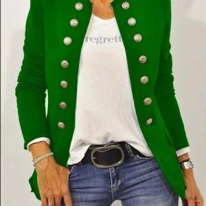 Black Long Sleeve Shift Buttoned Solid Jacket, , color:Green|size:XXL, Stylewe