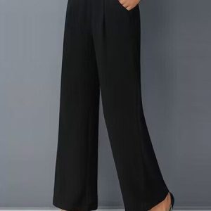 Casual Plain Natural Ankle Pants Pocket Stitching Straight Pants, Pants, color:Black|size:3XL, Noracora