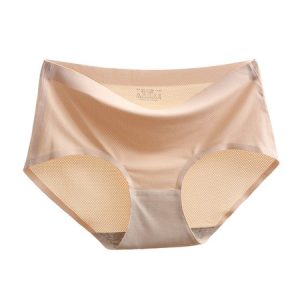 Women Comfortable Simple High Elasticity Ventilation Hole Seamless Panty, Briefs, color:Nude|size:XL, JustFashionNow