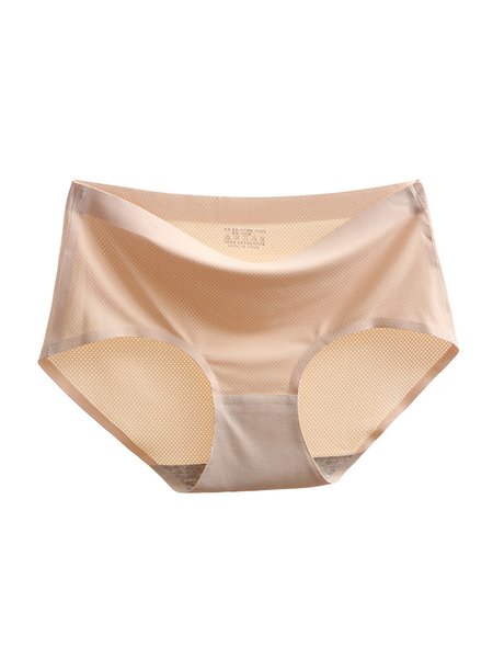Women Comfortable Simple High Elasticity Ventilation Hole Seamless Panty, Briefs, color:Nude|size:XL, JustFashionNow