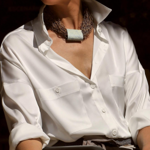 Shirt Collar Casual Regular Fit Blouse, Shirts & Blouses, color:White|size:XXL, JustFashionNow