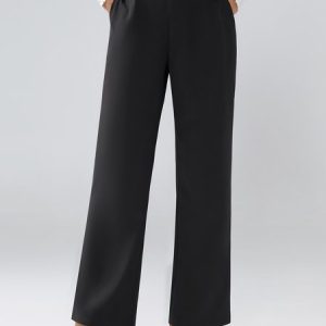 Work Plain Simple Fashion Straight Pants, Pants, color:Black|size:XS, Stylewe
