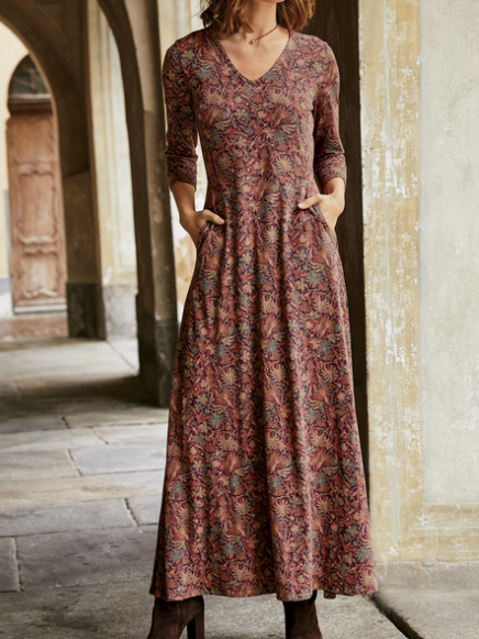 Red Casual Floral Cotton Dress, Casual Dresses, color:Red|size:3XL, JustFashionNow