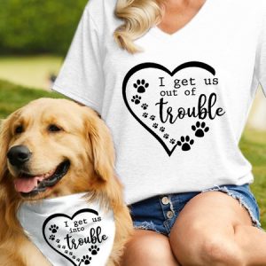 Women's Funny Word I Get Us Out Of Trouble Cotton-Blend  Matching T-Shirt, color:White|size:3XL, Lilicloth.com