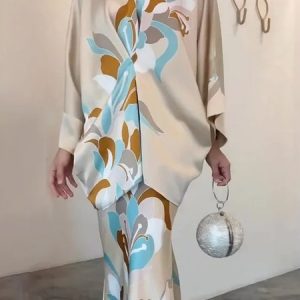 Stand Collar Abstract Loose Elegant Shirt, Blouses and Shirts, color:As Picture|size:XXL, Stylewe
