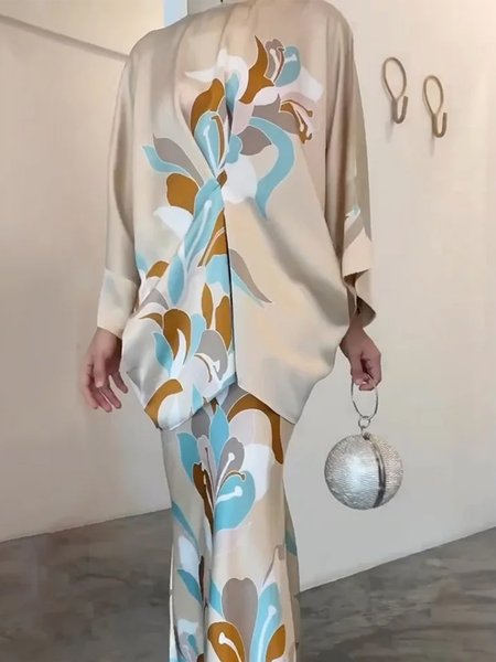 Stand Collar Abstract Loose Elegant Shirt, Blouses and Shirts, color:As Picture|size:XXL, Stylewe