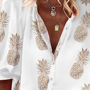 White V Neck Casual Long Sleeve Blouse, Blouses & Shirts, Roselinlin - Online Catalog