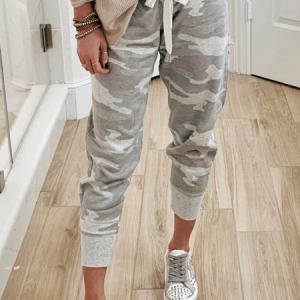 Gray Casual Printed Sports Pants, Pants, color:Gray|size:3XL, JustFashionNow