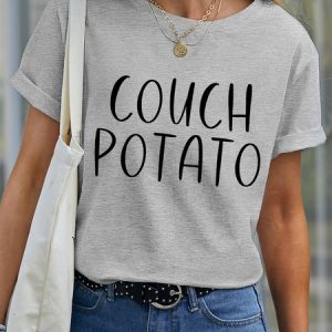 Lilicloth X Funnpaw Women's Couch Potato Pet Matching T-Shirt, color:Gray|size:XXL, Lilicloth.com