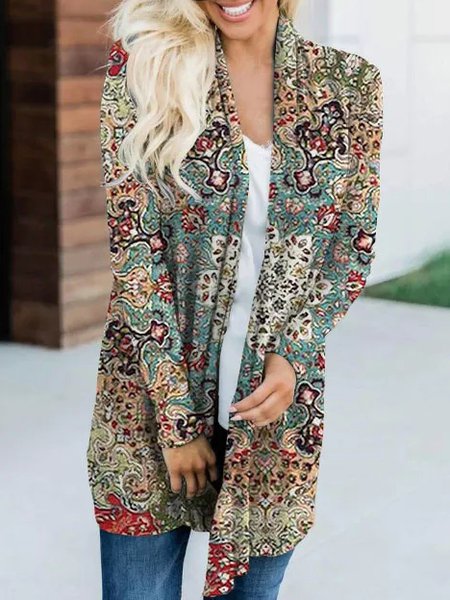 Ethnic V Neck Casual Loose Other Coat, Cardigans, color:Multicolor|size:XXL, JustFashionNow