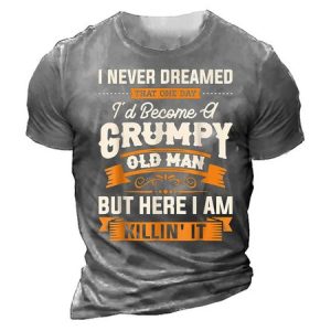 Men's Tee Funny T Shirts Graphic Letter Crew Neck Casual Short Sleeve Print Clothing Vintage, T-Shirts, color:Gray|size:3XL, JustFashionNow