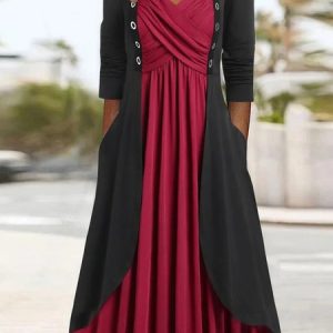 Plain Elegant Two-Piece Set, Suit Set, color:Red|size:XXL, JustFashionNow