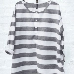 Linen Half Open Collar Cotton And Linen Buttoned chambray distressed patchwork top, Shirts & Blouses, color:Deep Gray|size:XXL, JustFashionNow