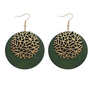 Vintage Tree Embossed Alloy Women Earrings, Earrings, color:Green, Stylewe