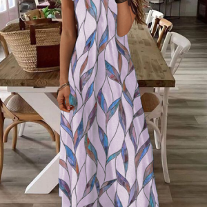 Women Abstract Square Neck Short Sleeve Comfy Casual Maxi Dress, Maxi, color:Purple|size:XXL, catalog Noracora shop