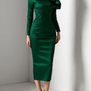 Elegant Tight Plain Wedding Guest Dress, Maxi Dresses, color:darkgreen|size:XXL, Stylewe