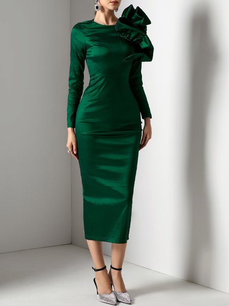 Elegant Tight Plain Wedding Guest Dress, Maxi Dresses, color:darkgreen|size:XXL, Stylewe