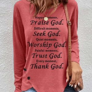 Women's Thanks God Casual Top, color:Pink|size:3XL, Lilicloth.com