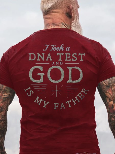 Men's God Father Letters Cotton Crew Neck Casual T-Shirt, T-shirts, Lilicloth.com