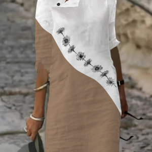 Women's Artistic Cotton Black and White Flower Half Length Skirt, Dresses, color:Khaki|size:XXL, JustFashionNow