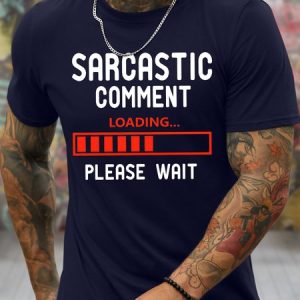 Men's Sarcastic Comment Loading Pleasewait Funny Graphic Printing Casual Cotton Crew Neck Text Letters T-Shirt, color:Purplish blue|size:3XL, Lilicloth.com