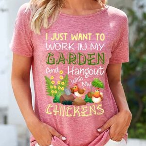 Lilicloth X Manikvskhan I Just Want To Work In My Garden And Hangout With My Chickens Women's T-Shirt, T-shirts, Lilicloth.com