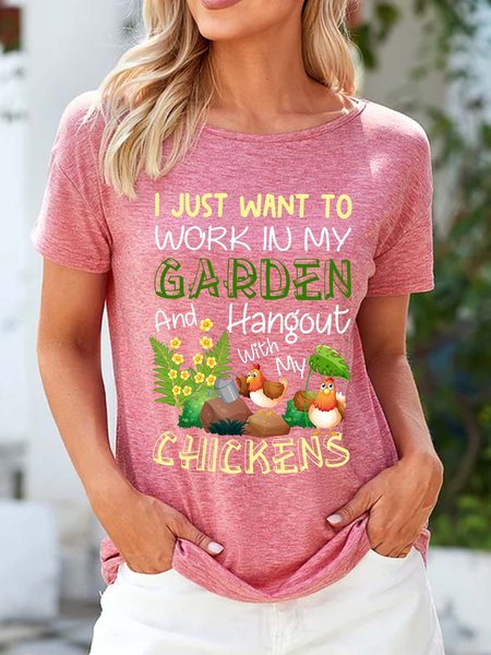 Lilicloth X Manikvskhan I Just Want To Work In My Garden And Hangout With My Chickens Women's T-Shirt, T-shirts, Lilicloth.com