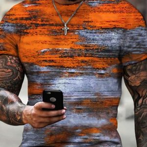Men's Casual Flag Graphic Crew Neck Stretch Fit Short Sleeve T-Shirt, T-Shirts, color:Orange|size:3XL, JustFashionNow