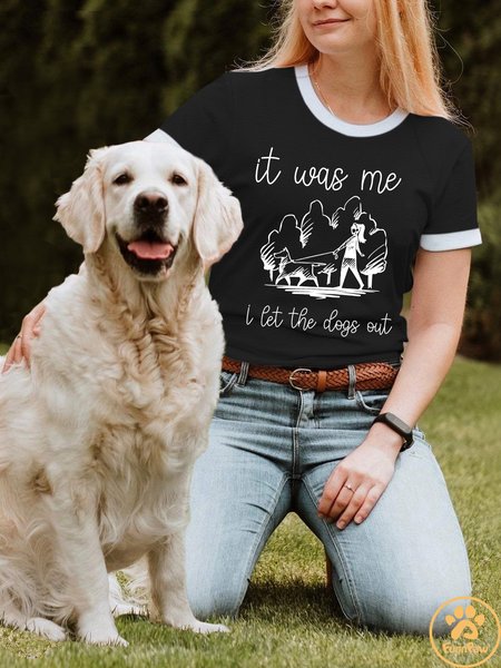 Lilicloth X Funnpaw X Jessanjony It Was Me I Let The Dogs Out Women's T-Shirt, color:Black|size:L, Lilicloth.com