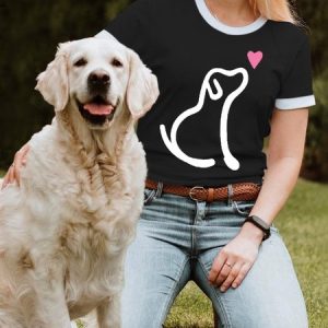 Lilicloth X Funnpaw Women's Casual And Simple Dog Print T-Shirt, color:Black|size:3XL, Lilicloth.com