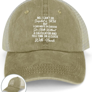 No I Can't Do Snapchat Or TikTok Men's Washed Mesh-back Baseball Cap, color:Khaki|size:One-size, Lilicloth.com