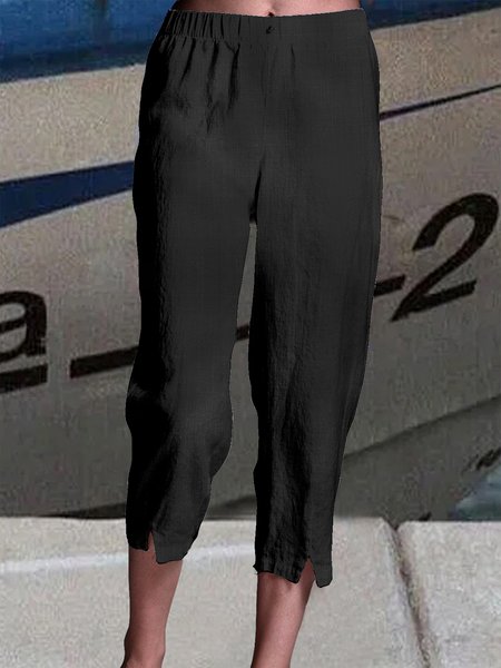 JFN Casual Loose Cotton Plain Pants, JustFashionNow Pants, color:Black|size:XXL,